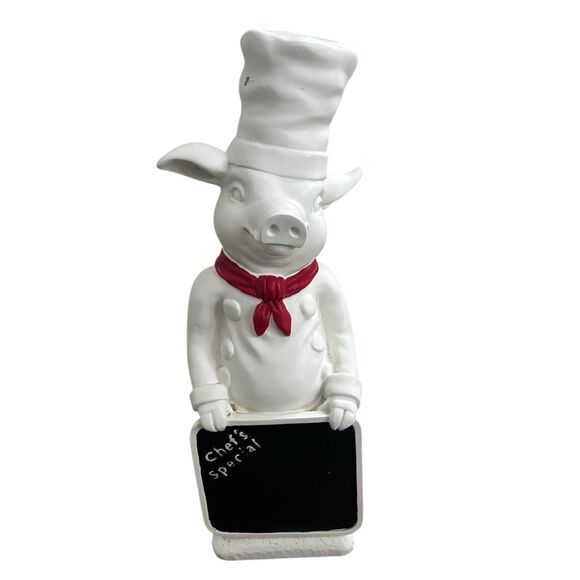 VTG Ceramic Pig Chef Chalkboard 17” Statue Kitchen Decor Figure Menu Board READ - Picture 1 of 16